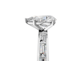 White gold Pear Solitaire Diamond Ring with Channel-Set Baguette Band and Four-Prong Setting_98