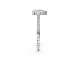 White gold Pear Solitaire Diamond Ring with Channel Set Band and Bezel Prong Setting_77