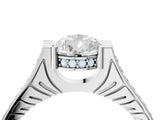 White gold Pear Solitaire Diamond Ring with Channel Set Band and Bezel Prong Setting_79