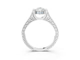 White gold Pear Solitaire Diamond Ring with Channel Set Band and Bezel Prong Setting_83