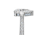 White gold Pear Solitaire Diamond Ring with Channel Set Band and Bezel Prong Setting_85