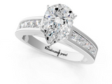 White gold Pear Solitaire Diamond Ring with Channel-Set Band and Four-Prong Setting_25