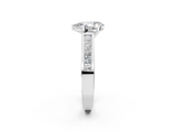 White gold Pear Solitaire Diamond Ring with Channel-Set Band and Four-Prong Setting_26