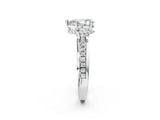 White gold Pear Solitaire Diamond Ring with Channel Set Band and Six-Prong Setting_49