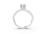 White gold Pear Solitaire Diamond Ring with Channel Set Band and Six-Prong Setting_51