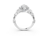 White gold Pear Solitaire Diamond Ring with Filigree Band and Four-Prong Setting_74