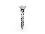 White gold Pear Solitaire Diamond Ring with Filigree Band and Four-Prong Setting_79