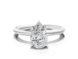 White gold Pear Solitaire Diamond Ring with Four-Prong Setting on a Plain Band_20