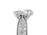 White gold Pear Solitaire Diamond Ring with Milgrain Pavé Band and Four-Prong Setting_144