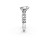 White gold Pear Solitaire Diamond Ring with Milgrain Pavé Band and Four-Prong Setting_146
