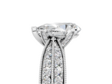 White gold Pear Solitaire Diamond Ring with Milgrain Pavé Band and Four-Prong Setting_156