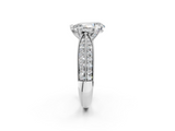 White gold Pear Solitaire Diamond Ring with Milgrain Pavé Band and Four-Prong Setting_169