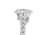 White gold Pear Solitaire Diamond Ring with Pavé Band and Four-Prong Setting_186
