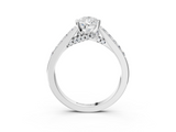 White gold Pear Solitaire Diamond Ring with Pavé Band and Four-Prong Setting_186
