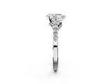 White gold Pear Solitaire Diamond Ring with Pavé Band and Four-Prong Setting_195