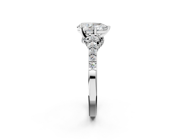 White Gold Pear-Shaped Pave Solitaire Engagement Ring Setting with Accented Crossover Gallery