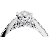 White gold Pear Solitaire Diamond Ring with Pavé Band and Four-Prong Setting_197