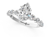 White gold Pear Solitaire Diamond Ring with Pave Band and Four-Prong Setting_285