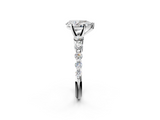 White gold Pear Solitaire Diamond Ring with Pave Band and Four-Prong Setting_286