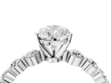 White gold Pear Solitaire Diamond Ring with Pave Band and Four-Prong Setting_288