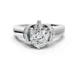 White gold Pear Solitaire Diamond Ring with Pave Band and Six-Prong Setting_51