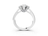 White gold Pear Solitaire Diamond Ring with Pave Band and Six-Prong Setting_53