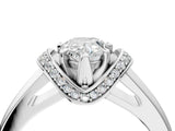 White gold Pear Solitaire Diamond Ring with Pave Band and Six-Prong Setting_54