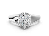White gold Pear Solitaire Diamond Ring with Six-Prong Cathedral Setting_31