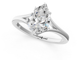 White gold Pear Solitaire Diamond Ring with Six-Prong Setting and Tapered Band_25