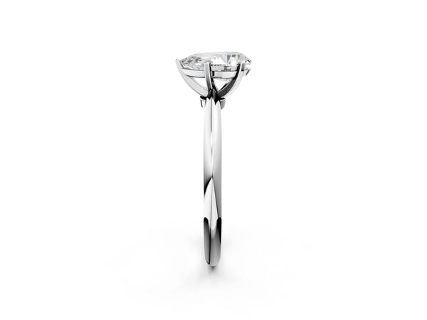 White Gold Pear-Shaped Solitaire Engagement Ring Setting with Tapered Band and Basket Head