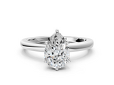 White gold Pear Solitaire Diamond Ring with Six-Prong Setting on a Classic Band_3
