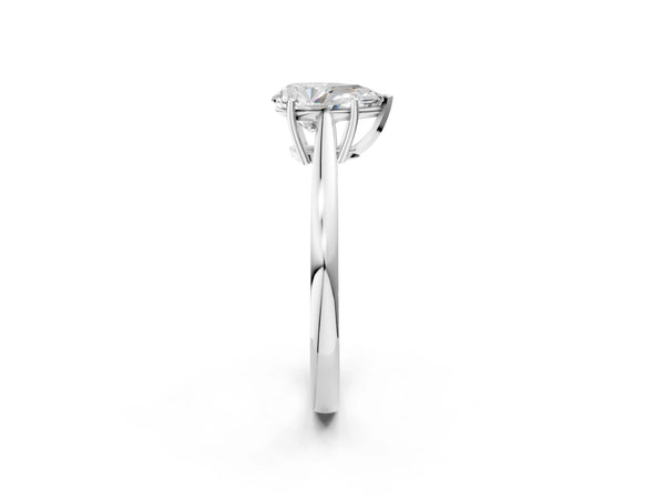 White Gold Pear-Shaped Cathedral Solitaire Engagement Ring Setting with Open Shoulders