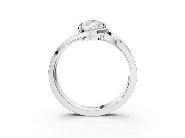 White Gold Pear-Shaped Bypass Split Shank Engagement Ring Setting with Channel Set Accents