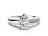 White gold Pear Solitaire Diamond Ring with Tapered Band and Four-Prong Setting_67