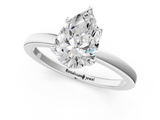 White gold Pear Solitaire Diamond Ring with Thin Band and Four-Prong Setting_4