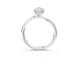 14K White Gold 4.01 Carat F VVS2 Pear Solitaire Diamond Ring with a Classic Band and Four-Prong Setting