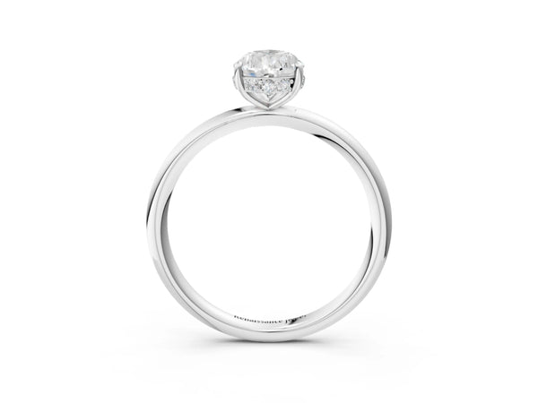 14K White Gold 4.01 Carat F VVS2 Pear Solitaire Diamond Ring with a Classic Band and Four-Prong Setting