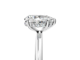 14K White Gold 4.01 Carat F VVS2 Pear Solitaire Diamond Ring with a Classic Band and Four-Prong Setting
