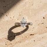 White gold Pear Solitaire Diamond Twisted Band with Four-Prong Setting_16