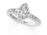 White gold Pear Solitaire Diamond with Pavé Band and Four-Prong Setting_89