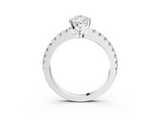 White gold Pear Solitaire Diamond with Pavé Band and Four-Prong Setting_91