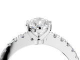 White gold Pear Solitaire Diamond with Pavé Band and Four-Prong Setting_94