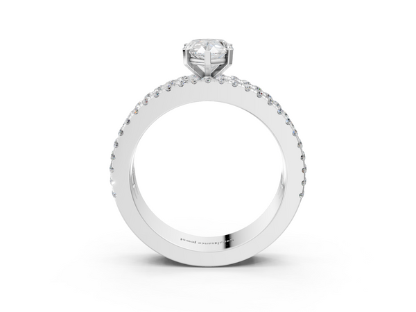 Platinum Pear-Shaped Baguette Side Stone Engagement Ring Setting with Pave and Channel Band