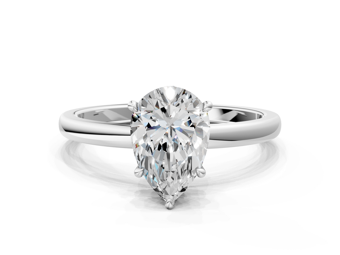 White gold Pear Solitaire Engagement Ring with Cathedral Band and Four-Prong Setting_21