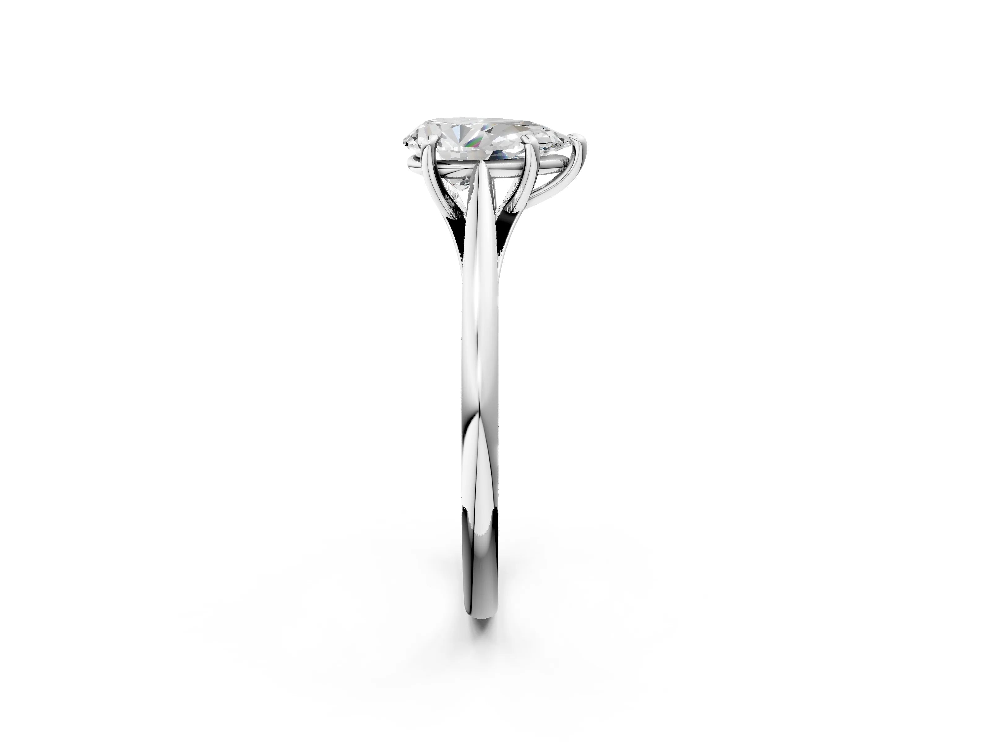 White gold Pear Solitaire Engagement Ring with Four-Prong Setting and Classic Band 2