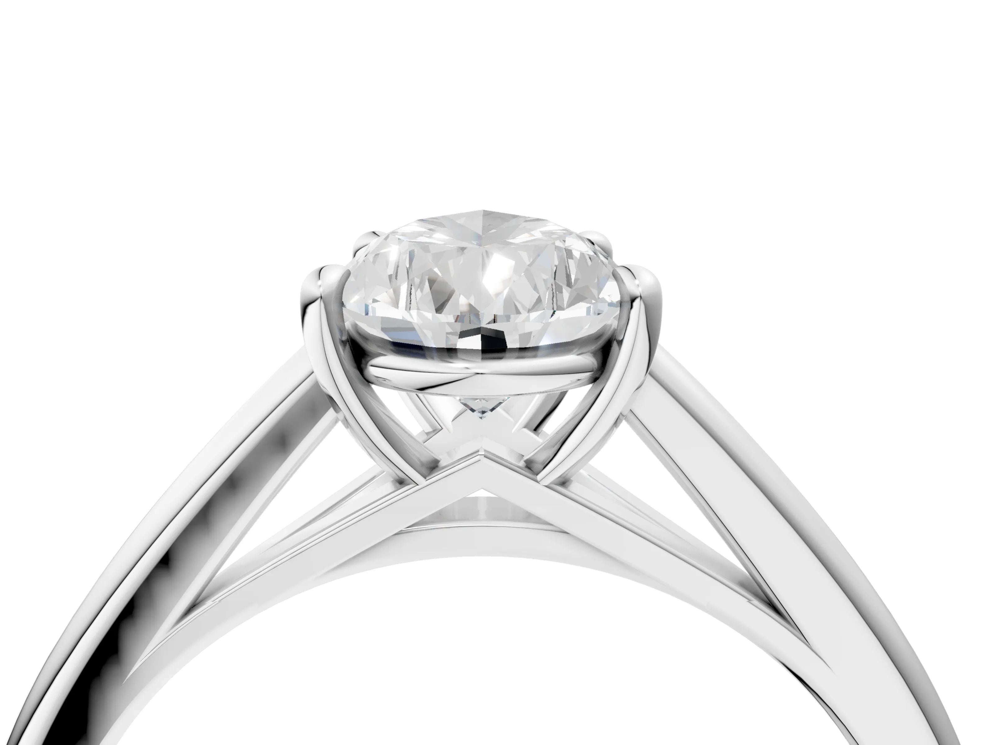 White gold Pear Solitaire Engagement Ring with Four-Prong Setting and Classic Band 4