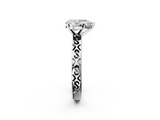 White gold Pear Solitaire Engagement Ring with Scrollwork Band and Four-Prong Setting_136