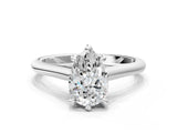White gold Pear Solitaire Engagement Ring with Six-Prong Setting and Classic Band