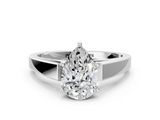 White gold Pear Solitaire Engagement Ring with Six-Prong Setting and Tapered Band_23