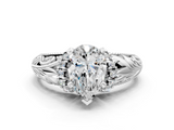 White gold Pear Solitaire Filigree Engagement Ring with Halo and Prong Setting_86